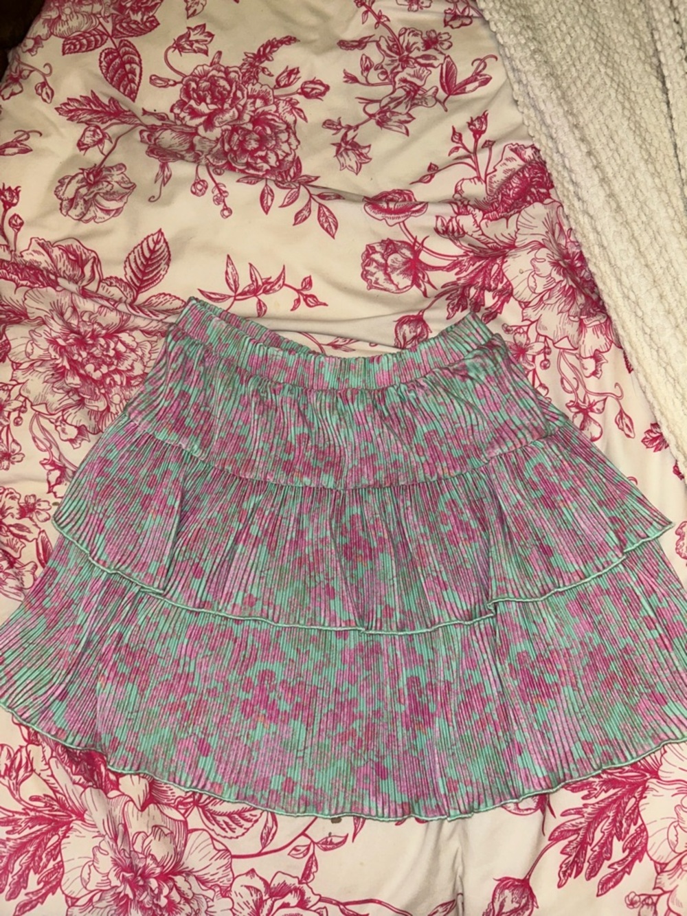 ASOS Mint and Pink Tiered Pleated Skater Skirt